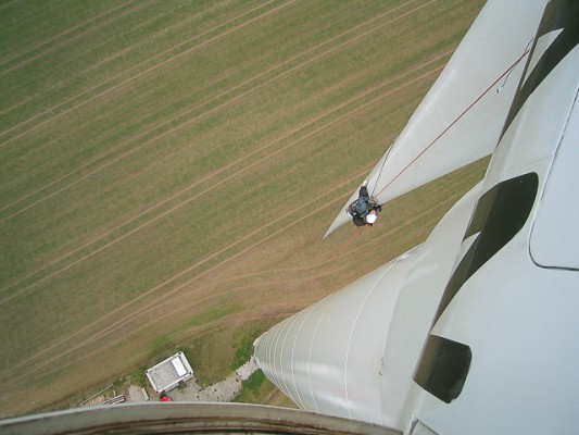 Prüfung Windkraftanlage WEA durch Stephan Glocker energieprofile Memmingen Blick runter vom Windrad