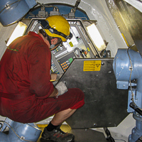 Prüfung im Turbinehaus einer Windkraftanlage durch enregieprogile Ingenieurbüro Memmingen