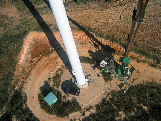 Prüfung Inbetriebnahme Windkraftanlage WEA durch Stephan Glocker energieprofile Memmingen Blick runter von der Turbine